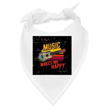 Ukulele Gesichtsmaske - Bandana - Weiß - Vorne