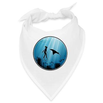 Freitaucher und Mantarochen - Bandana - Weiß - Vorne