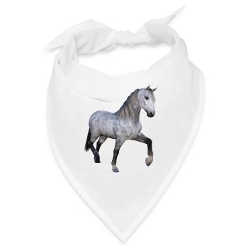 Grauer Wildpferd im Galopp - Bandana - Weiß - Vorne