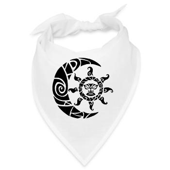 Mond, Sonne und Natur (schwarz) - Bandana - Weiß - Vorne