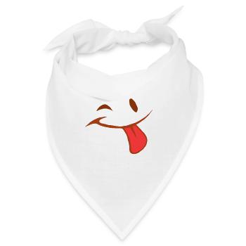 Zunge Gesicht Mimik Smilie Zwinkern Geschenk Frech - Bandana - Weiß - Vorne