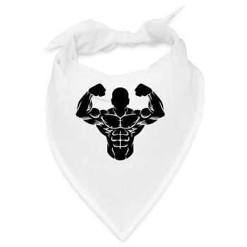 Muskelmann Bodybuilder Fitnessstudio Workout Gym - Bandana - Weiß - Vorne