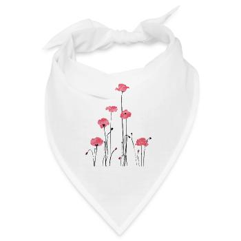 Aquarellierte Mohnblumen für feminine Mode - Bandana - Weiß - Vorne
