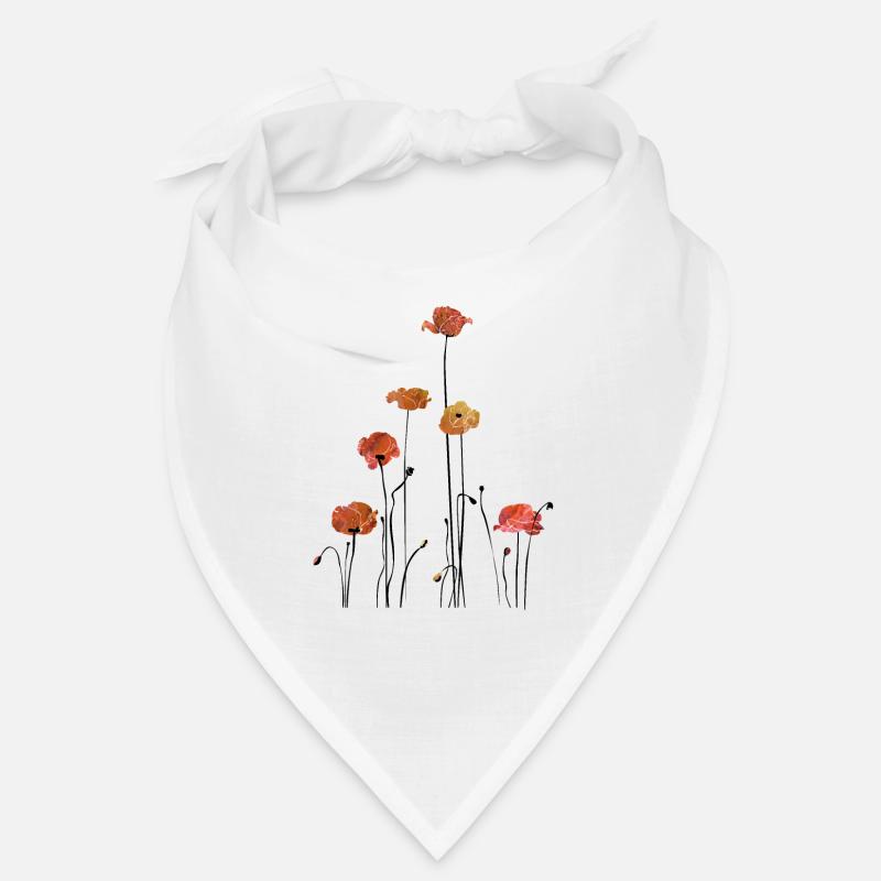 Mohnblume Klatschmohn - Bandana - Weiß
