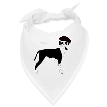 Boxer Dog Smoking Pipe mit Baskenmütze - Bandana - Weiß - Vorne