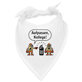 Aufpassen, Kollege! (Karikatur Gegen Rechts / PNG) - Bandana - Weiß - Vorne