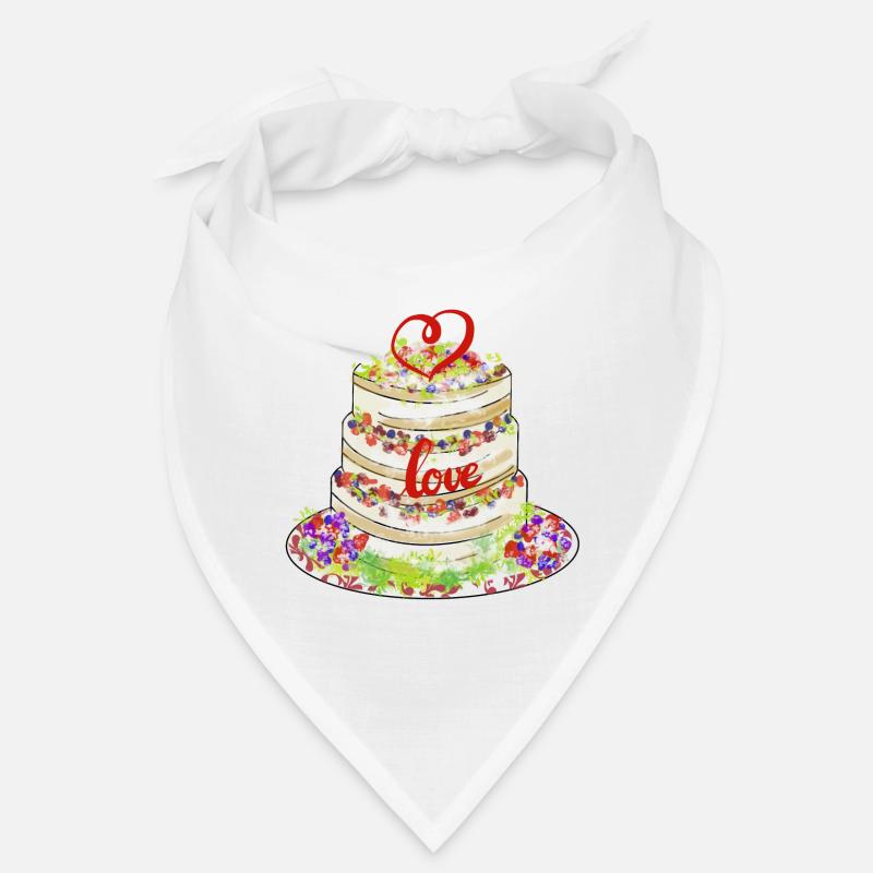 Gâteau sincère avec décor d’amour - Bandana - blanc