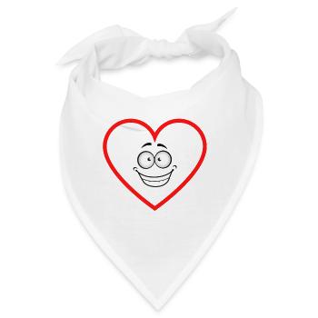 erwartungsvolles Herz comicstyle Sticker Aufkleber - Bandana - Weiß - Vorne