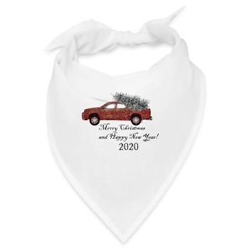 Weihnachtsauto mit Tannenbaum - Bandana - Weiß - Vorne