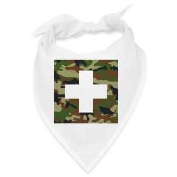 Militär Schweiz Schweizerkreuz auf Camouflage - Bandana - Weiß - Vorne