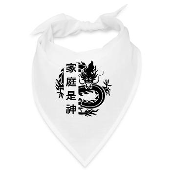 Chinesische Schriftzeichen mit Drachen - Bandana - Weiß - Vorne