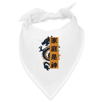 Chinesische Schriftzeichen mit Drachen - Bandana - Weiß - Vorne