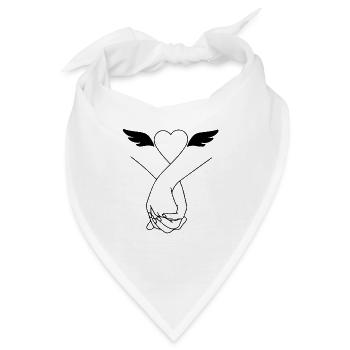 Zeichnung Freundschaft Hände Finger Flügel Herz - Bandana - Weiß - Vorne