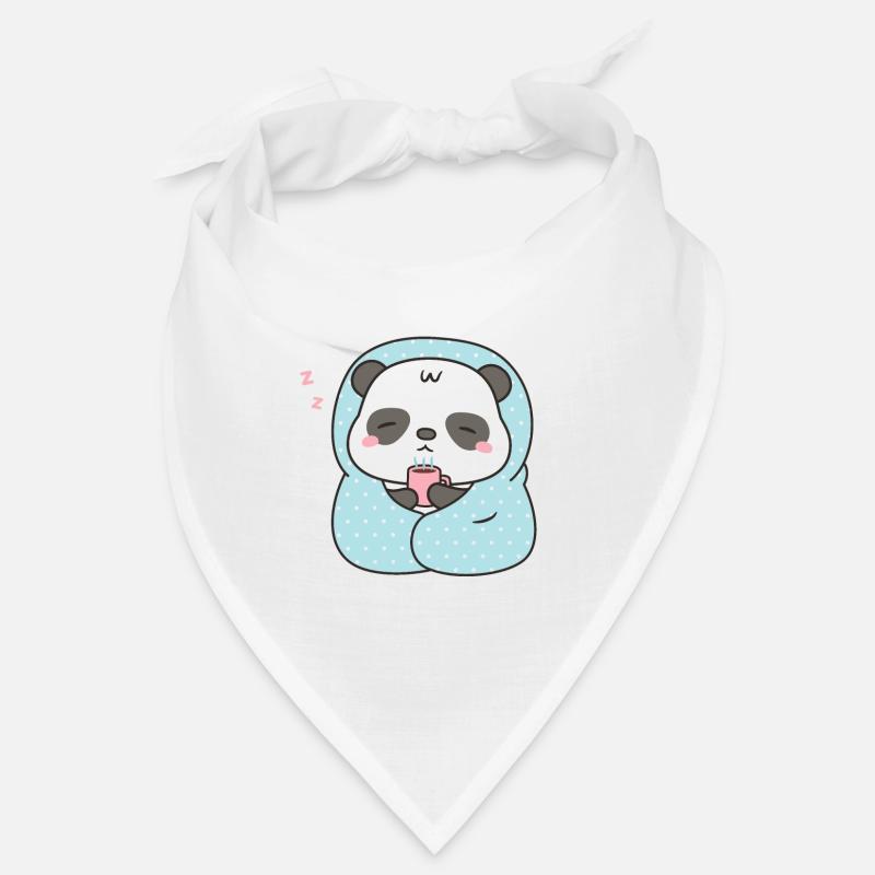 Mignon petit panda avec café et couverture Bandana