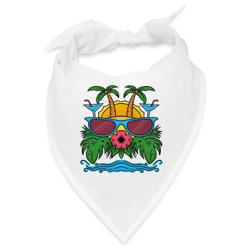 Urlaub Karibik Hawaii Insel Strand Ferien Palmen - Bandana - Weiß - Vorne