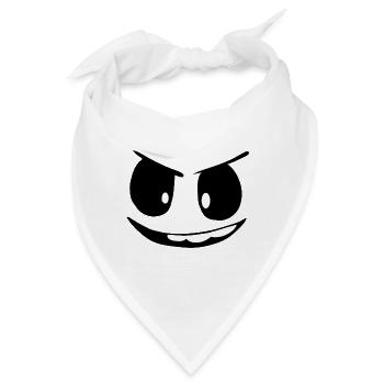 lustiges, freches, böses, fieses Monster Gesicht - Bandana - Weiß - Vorne