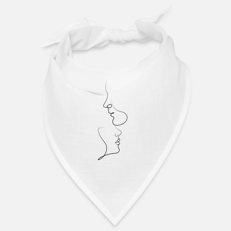 Line drawing faces of couples Bandana