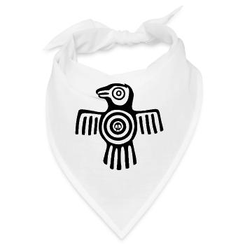 Schwarzer Inka-Vogel - Bandana - Weiß - Vorne