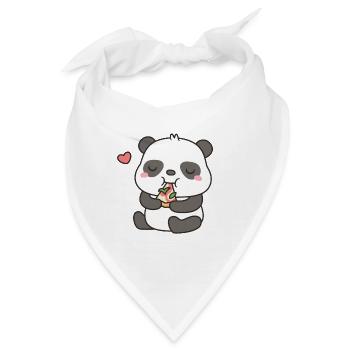 Netter kleiner Panda, der Margherita-Pizza isst - Bandana - Weiß - Vorne