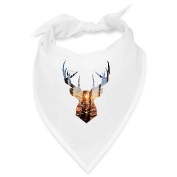 Winterwald Hirschkopf und Sonne - Bandana - Weiß - Vorne
