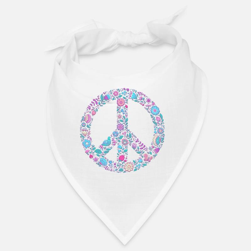 Flower Peace | Peacezeichen Geschenkidee - Bandana - Weiß