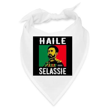 Haile Selassie Portrait im Reggae-Style - Bandana - Weiß - Vorne
