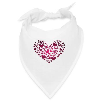 Herz aus Herzchen - Bandana - Weiß - Vorne