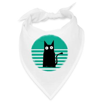 Schwarze Katze Sunset Mint - Bandana - Weiß - Vorne