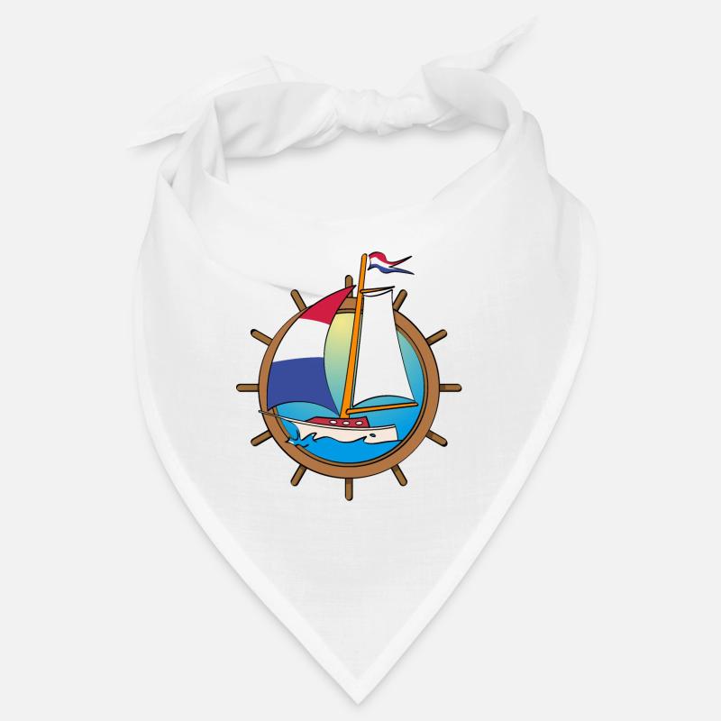 Illustration eines Segelbootes mit niederländischer Flagge Bandana