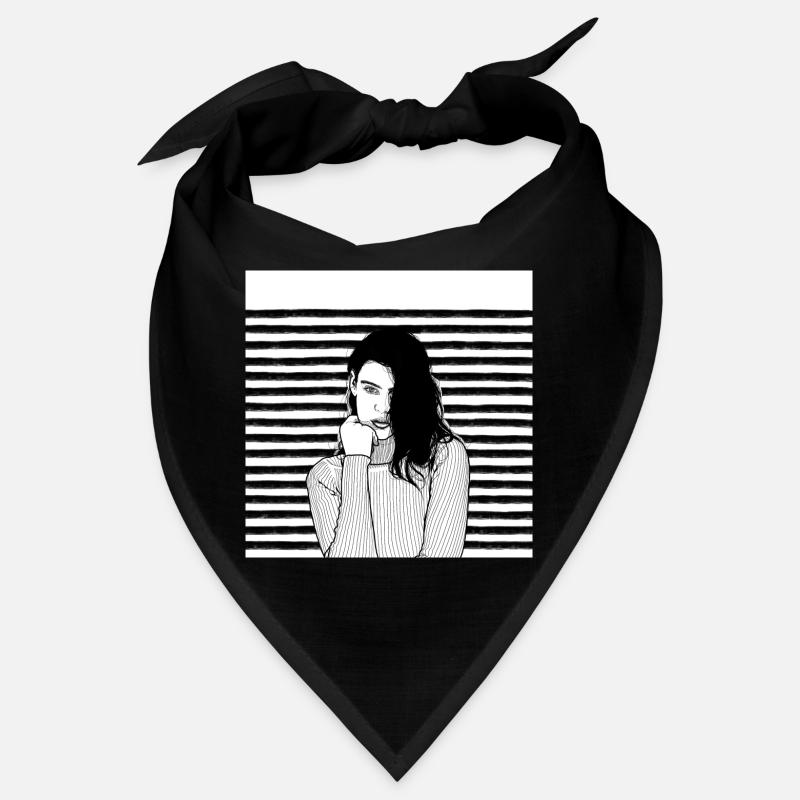 Stripes Black White Bandana