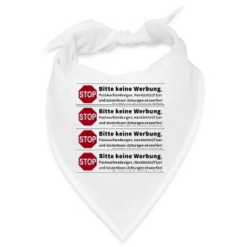 4 x Stop Bitte keine Werbung Sticker - Bandana - Weiß - Vorne