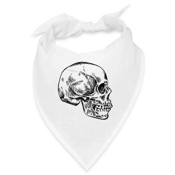 Schädel in Vintage Optik - Bandana - Weiß - Vorne