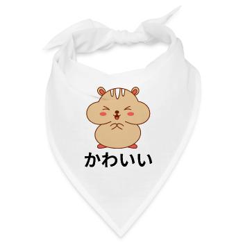 Hamster Glücklich Kawaii Chibi Anime Japanischen Kanji - Bandana - Weiß - Vorne