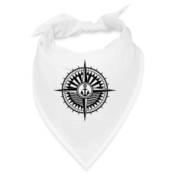 Cooler Seefahrer Kompass mit Anker und Windrose - Bandana - Weiß - Vorne