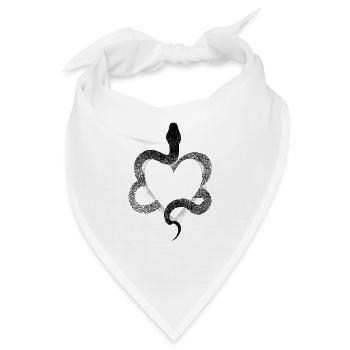Dotwork Herz Schlange - Bandana - Weiß - Vorne