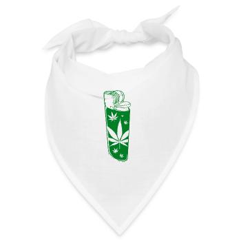 Feuerzeug Grünes Cannabis - Bandana - Weiß - Vorne