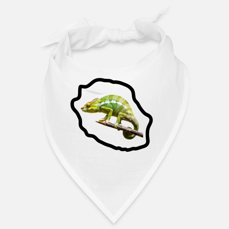 Chameleon vert sur branche - Bandana - blanc