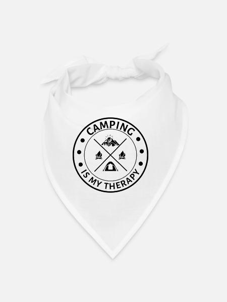 Camping is my Therapy Funny camper saying - Bandana - white - Front