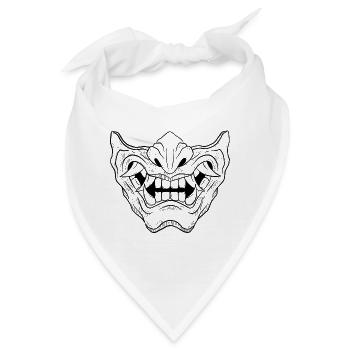 Japanische Dämonenmaske - Bandana - Weiß - Vorne