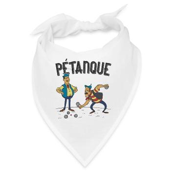 Petanque zwei Spieler mit Boulekugeln boulen Boule - Bandana - Weiß - Vorne