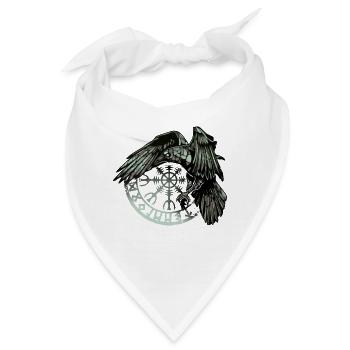Grüne Wikingerkrähe und Runensymbol - Bandana - Weiß - Vorne