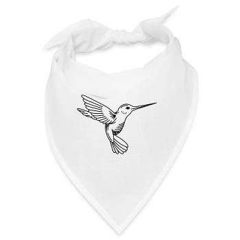 Kolibri Zeichnung - Bandana - Weiß - Vorne