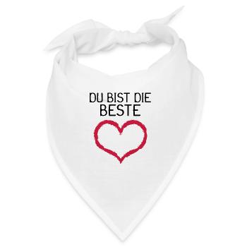Du bist die Beste Herz Geschenk - Bandana - Weiß - Vorne