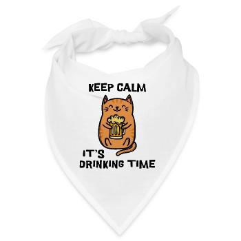 Fest Bier Statement Trinken Katze - Bandana - Weiß - Vorne