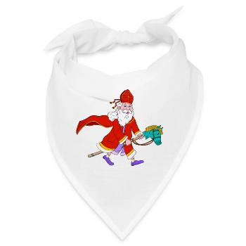 Heiliger Nikolaus auf Spielzeug Steckenpferd - Bandana - Weiß - Vorne
