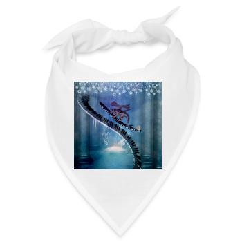 Geschwungenes Klavier in einer Winterlandschaft mit Drache - Bandana - Weiß - Vorne
