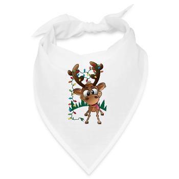 Weihnachtsrentier Rudolph mit LED-Leuchten - Bandana - Weiß - Vorne