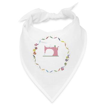 nostalgisch bunte Nähmaschine mit Knöpfe - Bandana - Weiß - Vorne