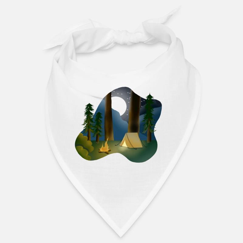 Nuit au clair de lune dans le camping en forêt - Bandana - blanc