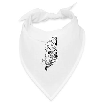 Halb wolfskopf ornamentale Gestaltung - Bandana - Weiß - Vorne